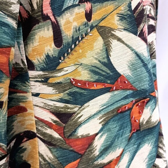 Silk Land 100% Silk Beaded Jacket Blazer Size M Lightweight Summer Cover - Picture 8 of 10